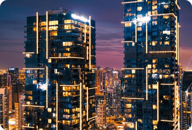 City skyline at night